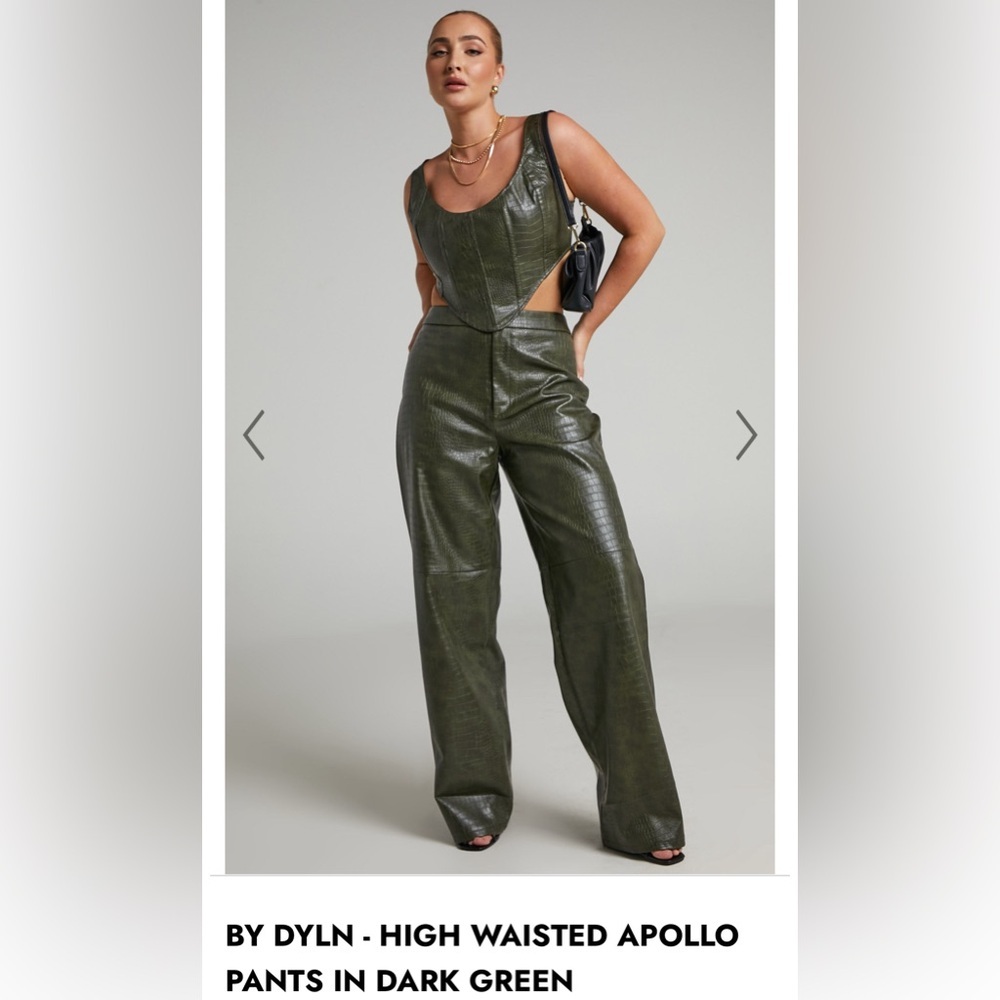 BY DYLN - HIGH WAISTED APOLLO PANTS IN DARK GREEN